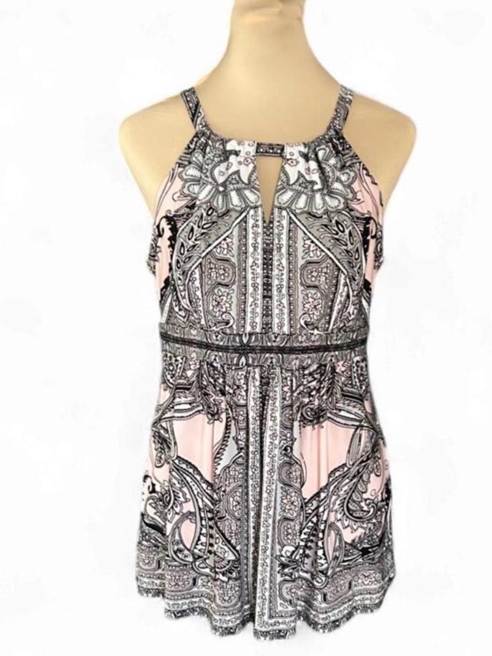 INC International Concepts Pink and Black Paisley Halter Camisole